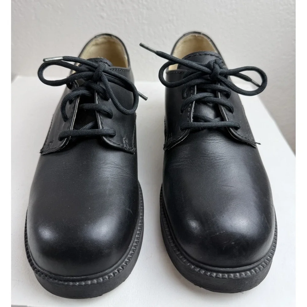 MIA Y2K Blk Leather Oxford Platform Chunky Heel Shoe Sz7 90s‎ Grunge Goth Witchy